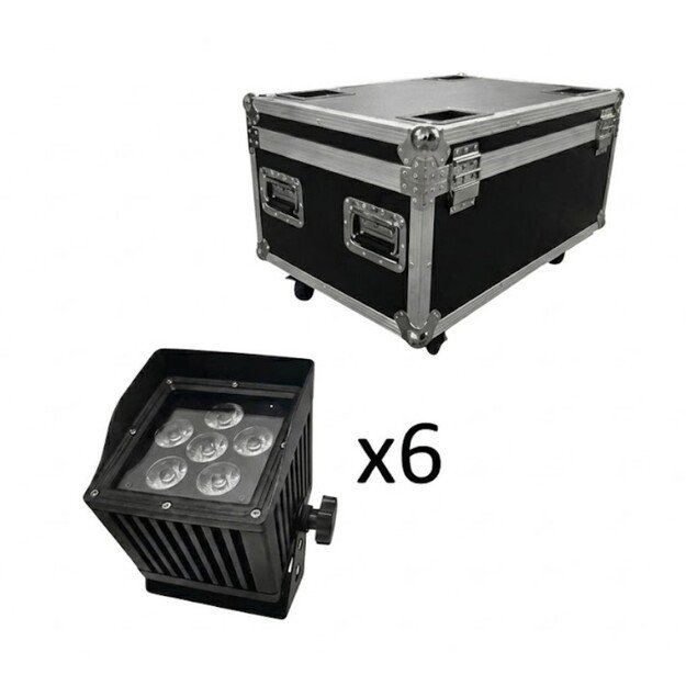 6x Waterproof Led Par 6x18w Battery RGBWA+UV Wireless su transportavimo dėže 6in1