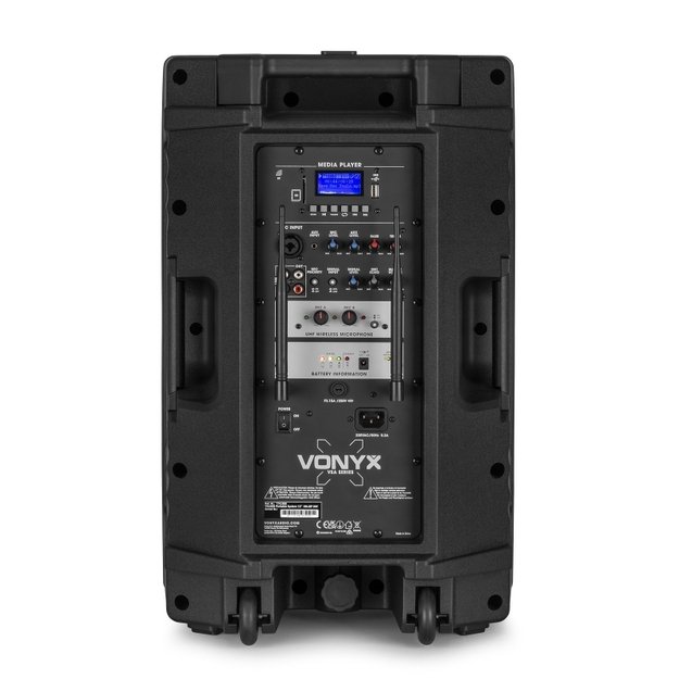 Vonyx VSA500-BP nešiojama kolonėlė 12" su dviem belaidžiais mikrofonais