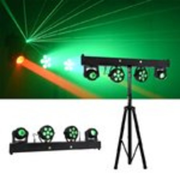 R04 Combo šviesos efektų rinkinys + Shotworx 900W dūmų mašina su dūmų skysčiu