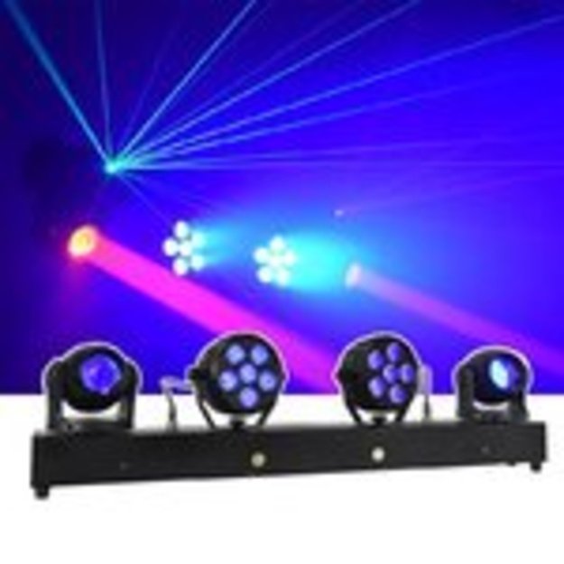 R04 Combo šviesos efektų rinkinys + Shotworx 900W dūmų mašina su dūmų skysčiu