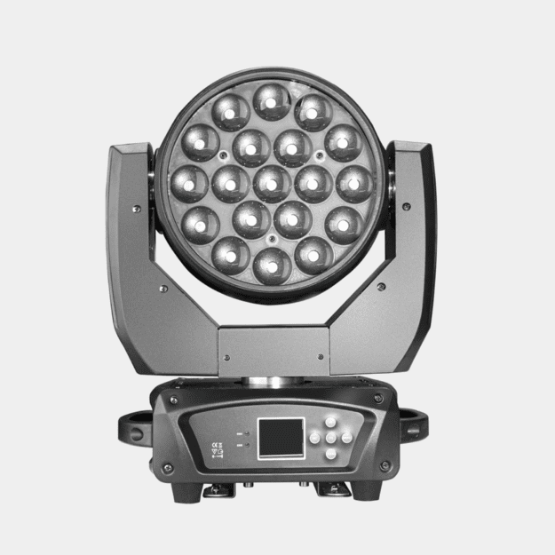 2x 19x15w RGBW 4in1 LED Zoom Judanti galva su transportavimo dėže 2in1