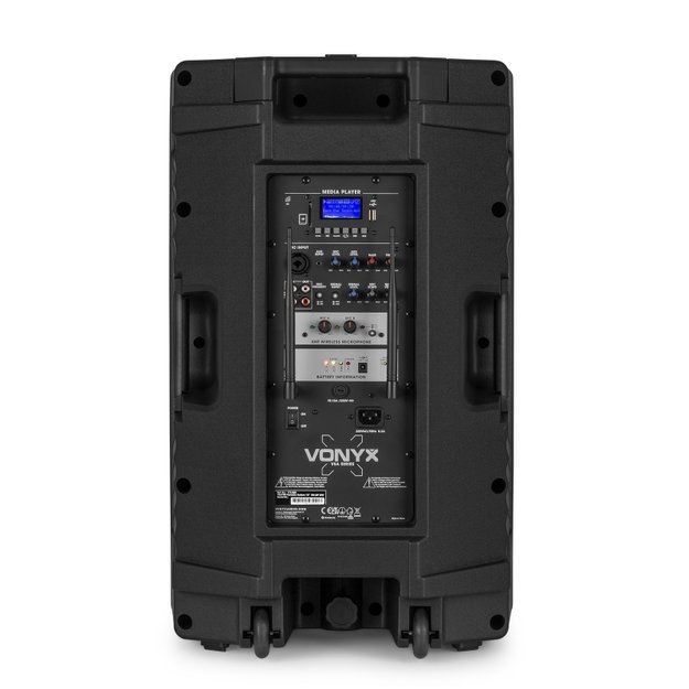 Vonyx VSA700-BP nešiojama kolonėlė 15" su dviem belaidžiais mikrofonais