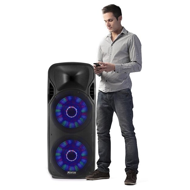 Fenton FT215LED 2x 15" 1600W nešiojama kolonėlė su 2 belaidžiais milkrofonais 1