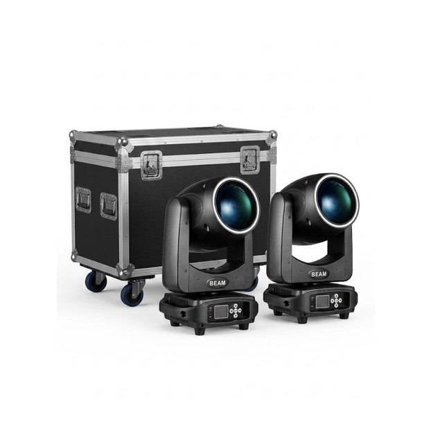 2x 200W White LED Beam Judanti Galva su transportavimo dėže 2in1