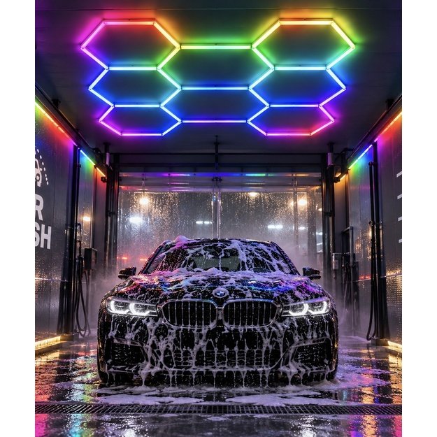 LUMHEXO H7-H8 kelių dizainų modulinis LED šviestuvas, 350 W, RGB, 2320 × 2410 mm