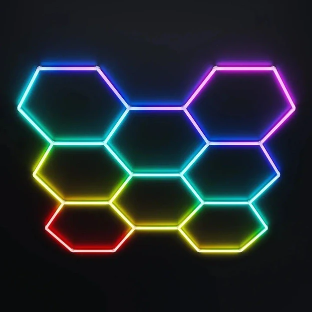 LUMHEXO H7-H8 kelių dizainų modulinis LED šviestuvas, 350 W, RGB, 2320 × 2410 mm