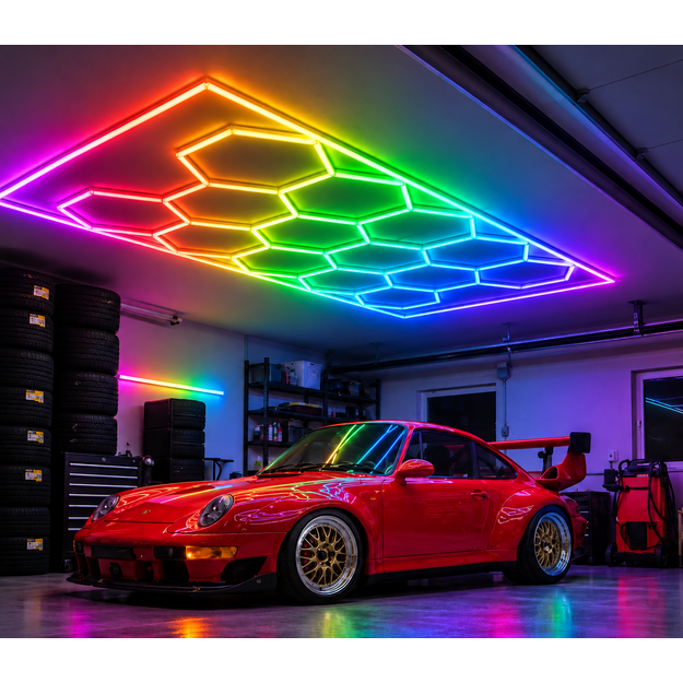 LUMHEXO kelių dizainų FH10-FH14 FRAME modulinis LED šviestuvas, 720 W, RGB, 2435 × 4845 mm