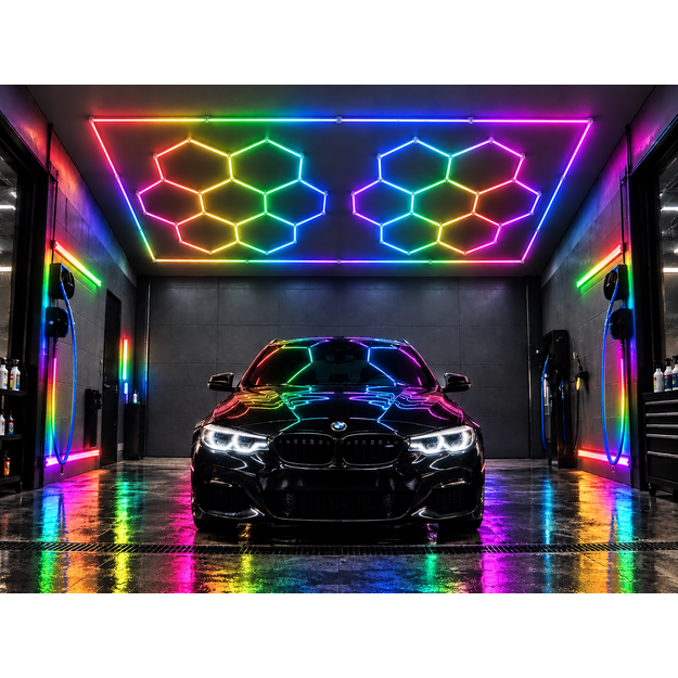 LUMHEXO kelių dizainų FH10-FH14 FRAME modulinis LED šviestuvas, 720 W, RGB, 2435 × 4845 mm