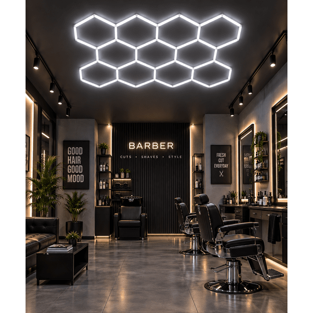 LUMHEXO H11-H14 kelių dizainų modulinis LED šviestuvas, 513 W, 6500 K, 2320 × 3200-4000 mm
