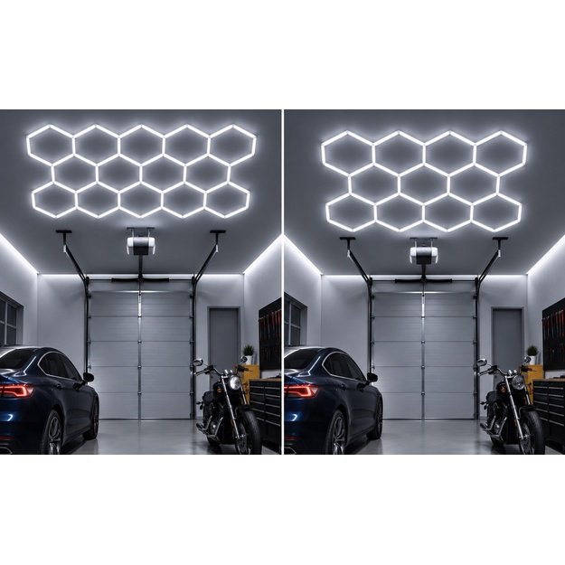 LUMHEXO H11-H14 kelių dizainų modulinis LED šviestuvas, 513 W, 6500 K, 2320 × 3200-4000 mm