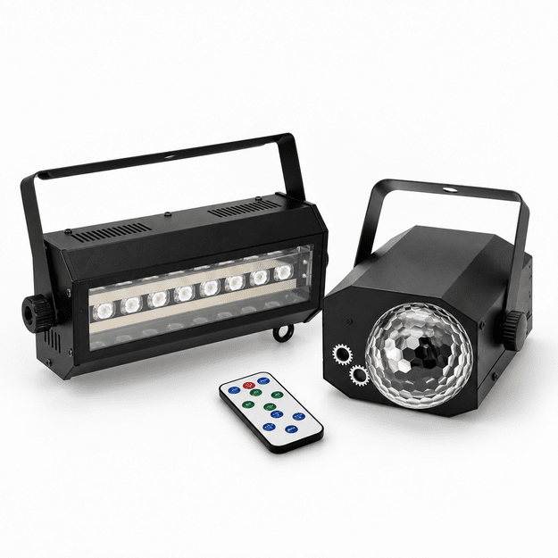 LED stroboskopas ir 10W Lazeris