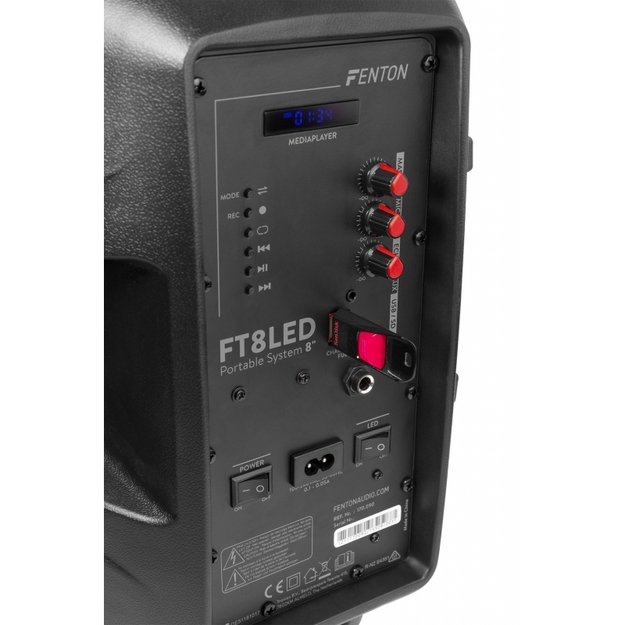 FENTON FT8LED nešiojama kolonėlė su laidiniu mikrofonu