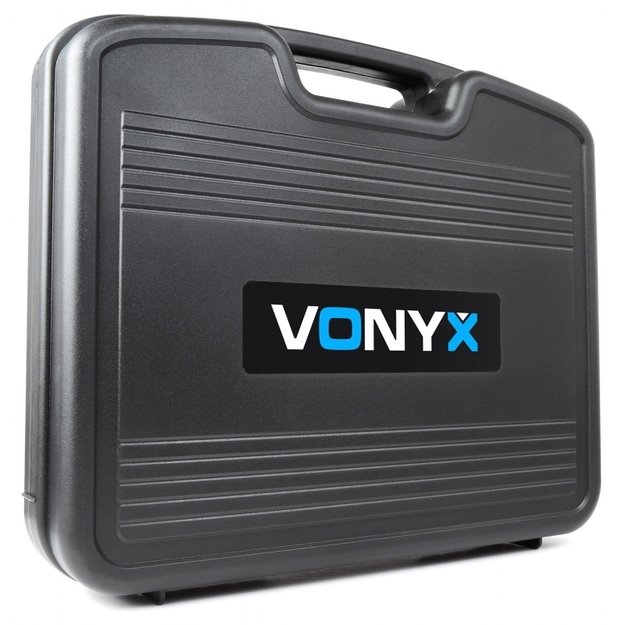 VONYX WM82 UHF 2-kanalų bevielių mikrofonų komplektas su 2 rankiniais mikrofonais