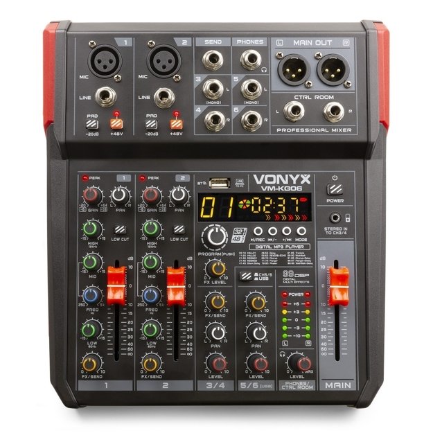 Vonyx VM-KG06 6-kanalų mikšeris BT DSP USB