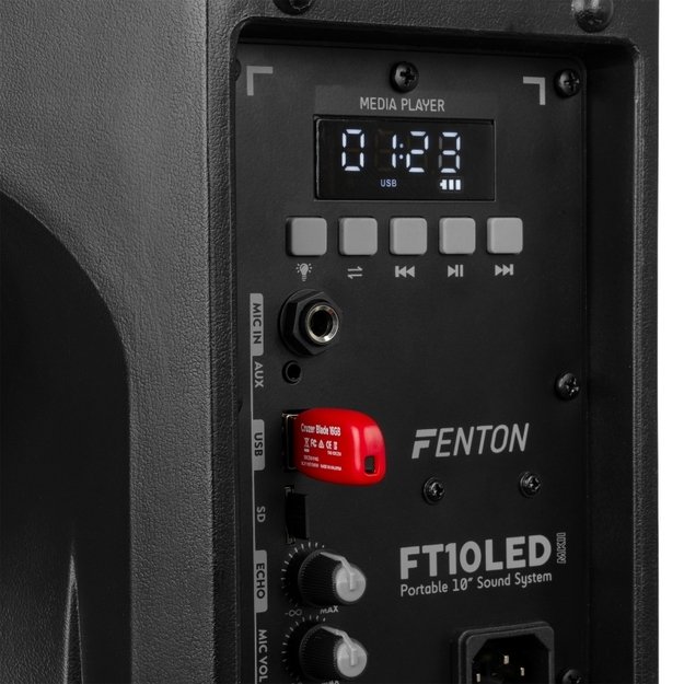 FENTON FT10LED MK2 450W nešiojama kolonėlė su belaidžiu mikrofonu 9