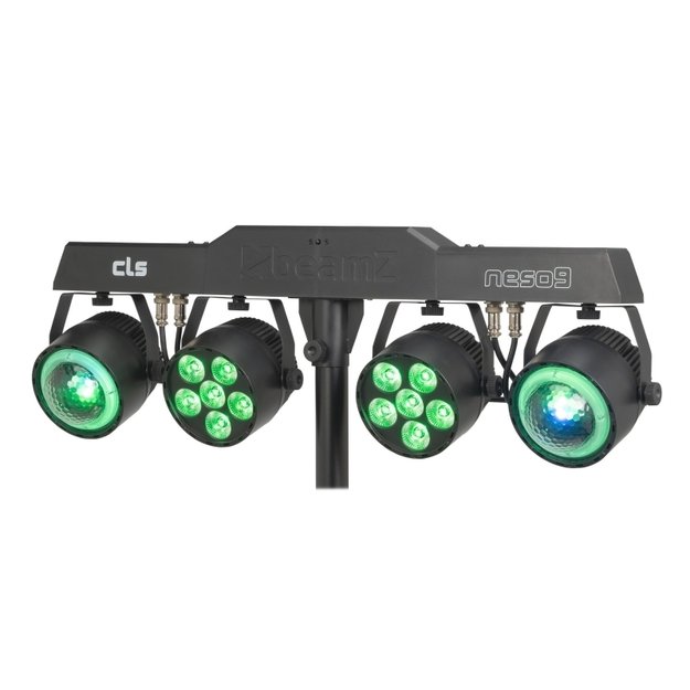 BeamZ CLS Party Bar Neso9 šviesos efektų rinkinys su stovu 2x LED Par ir 2x Jelly Moon 3