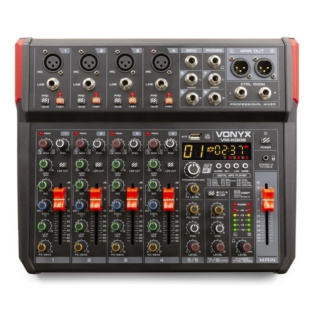 Vonyx VM-KG08 8-kanalų mikšeris su BT DSP USB
