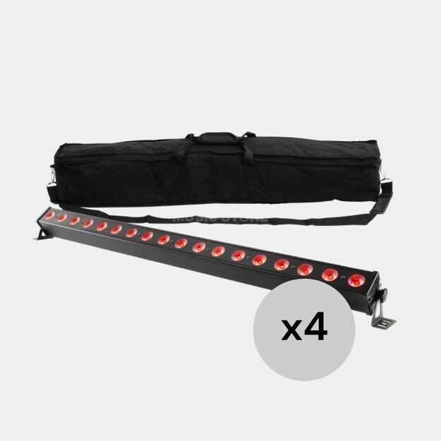 4x Led Bar Juosta 24x4W RGBW su transportavino krepšiu