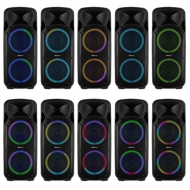 FENTON FT212LED MK2 1400W nešiojama kolonėlė su dviem belaidžiais mikrofonais 5