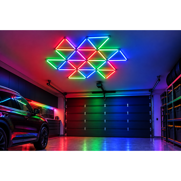 LUMHEXO X kelių dizainų modulinis LED šviestuvas, 342 W, RGB, 2000-2510 × 1440-1750-1780 mm