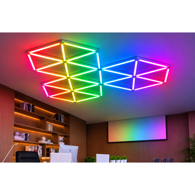 LUMHEXO X kelių dizainų modulinis LED šviestuvas, 342 W, RGB, 2000-2510 × 1440-1750-1780 mm