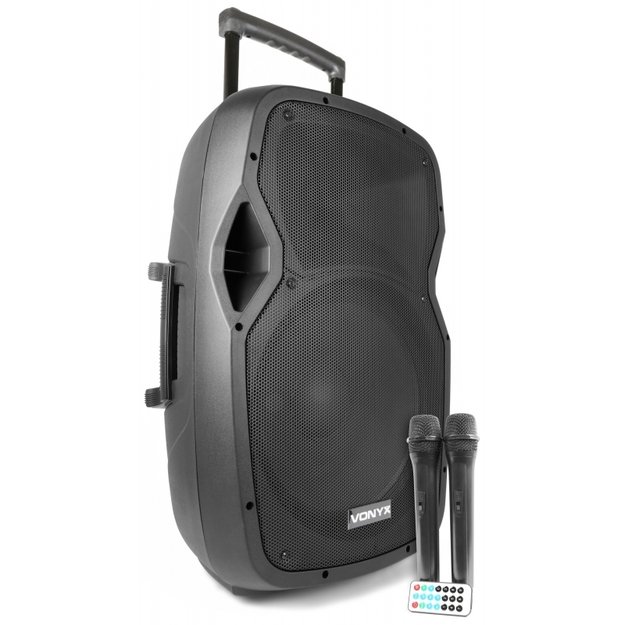 VONYX AP1500PA nešiojama kolonėlė su 2 rankiniais belaidžiais mikrofonais