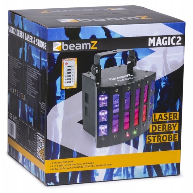 BeamZ Magic2 Derby šviesos efektas su lazeriu ir stroboskopu 6