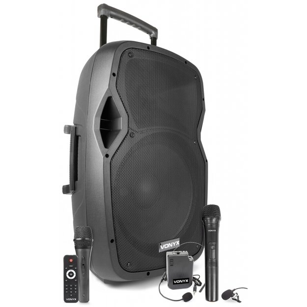 VONYX AP1500PA nešiojama kolonėlė su 2 belaidžiais mikrofonais