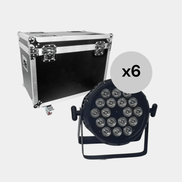6x P18F20 Waterproof 18x20w 6in1 LED Par Prožektorius su transportavimo dėže 6in1