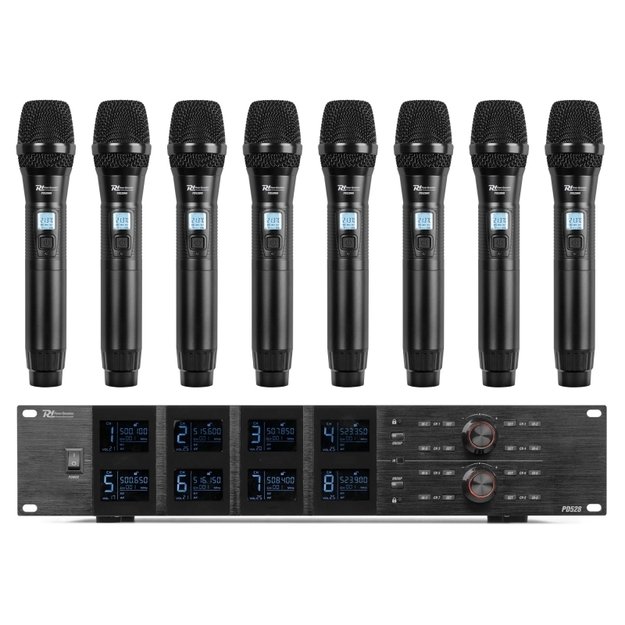 PD528 UHF 8 belaidžių mikrofonų sistema