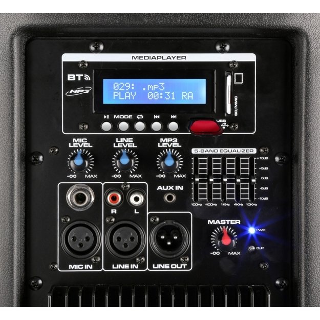 VONYX SPX-PA9210 1000W nešiojama kolonėlė su 2 belaidžiais mikrofonais 7