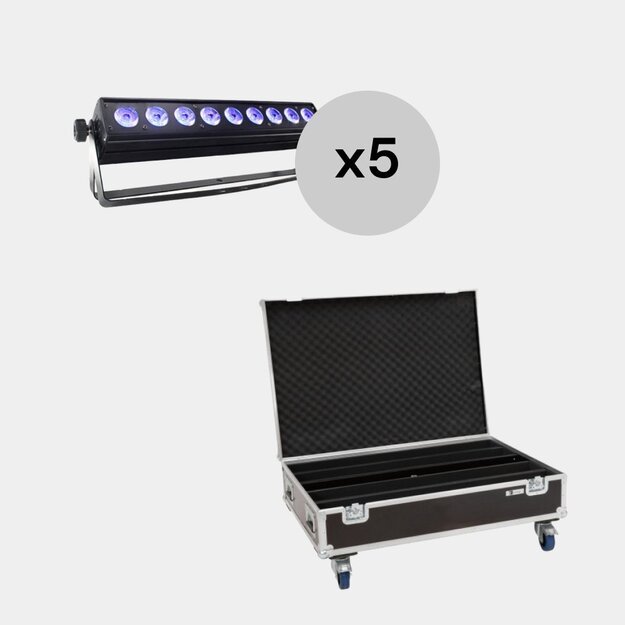 5x LED Bar 9X10W RGBW 50cm Su Transportavimo Dėže 5in1