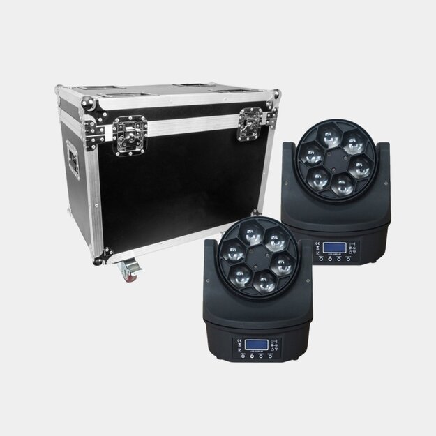 2x Mini 6X15W RGBW Bee Eye Judančios Galvos Su Transportavimo dėže 2in1